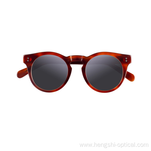 Oem New Fashion Unisex Polarized Fancy Round Cellulose Mazzucchelli Acetate Frame Sunglasses